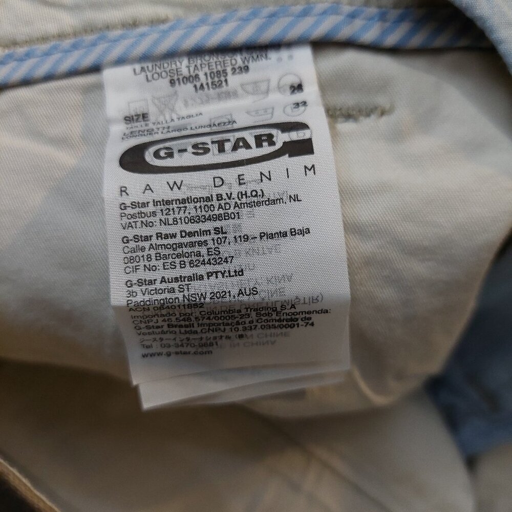 G-Star Raw 3301 Laundry Bronson Loose Tapered Chino Twill Pants Trousers Sz 26 - Picture 11 of 11